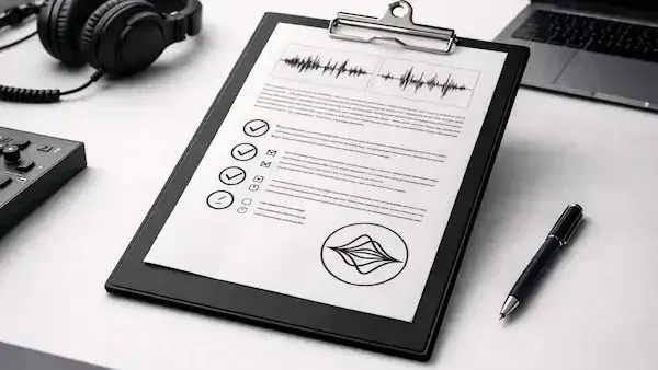 Technical forensic report with waveform and documentation of audio examination steps