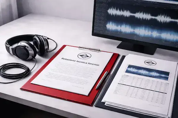 Technical report, headphones and waveform used in legal audio review