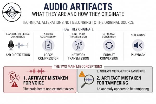 Example of audio artifacts introduced by recording, compression or signal processing