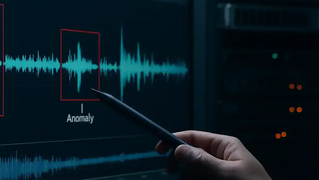 Forensic audio workstation used to review signal anomalies and suspicious vocal content