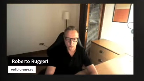 Roberto Ruggeri discussing forensic voice analysis during the public Garlasco broadcast